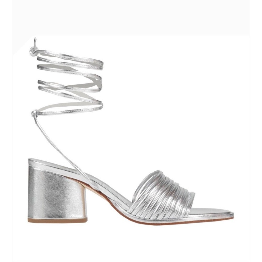 AEYDE Natania Metallic Leather Sandals in Silver Size 39 / US 9